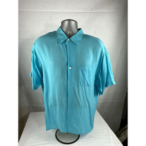 Men’s Michael Brandon 100% Bemberg Rayon Lightweight Button Up Shirt Size L Aqua
